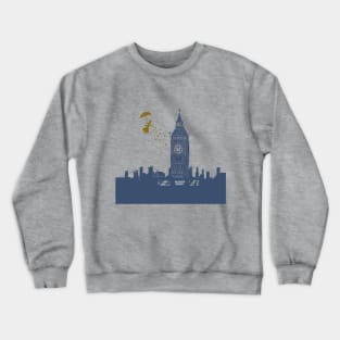 Mary Poppins and Big Ben in Blue and Pink Crewneck Sweatshirt